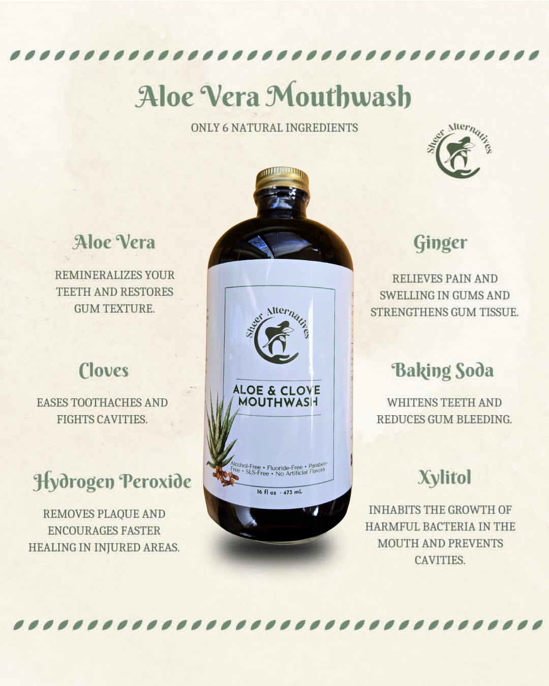 Sheer Alternatives Aloe Vera & Clove Mouthwash | Oral Rinse - Sheer Alternatives