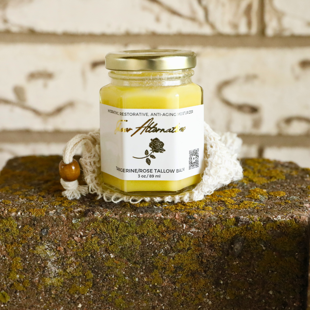 Premium Tangerine Rose Tallow Balm – 3oz | Brightening Natural Moisturizer with Lavender & Beeswax