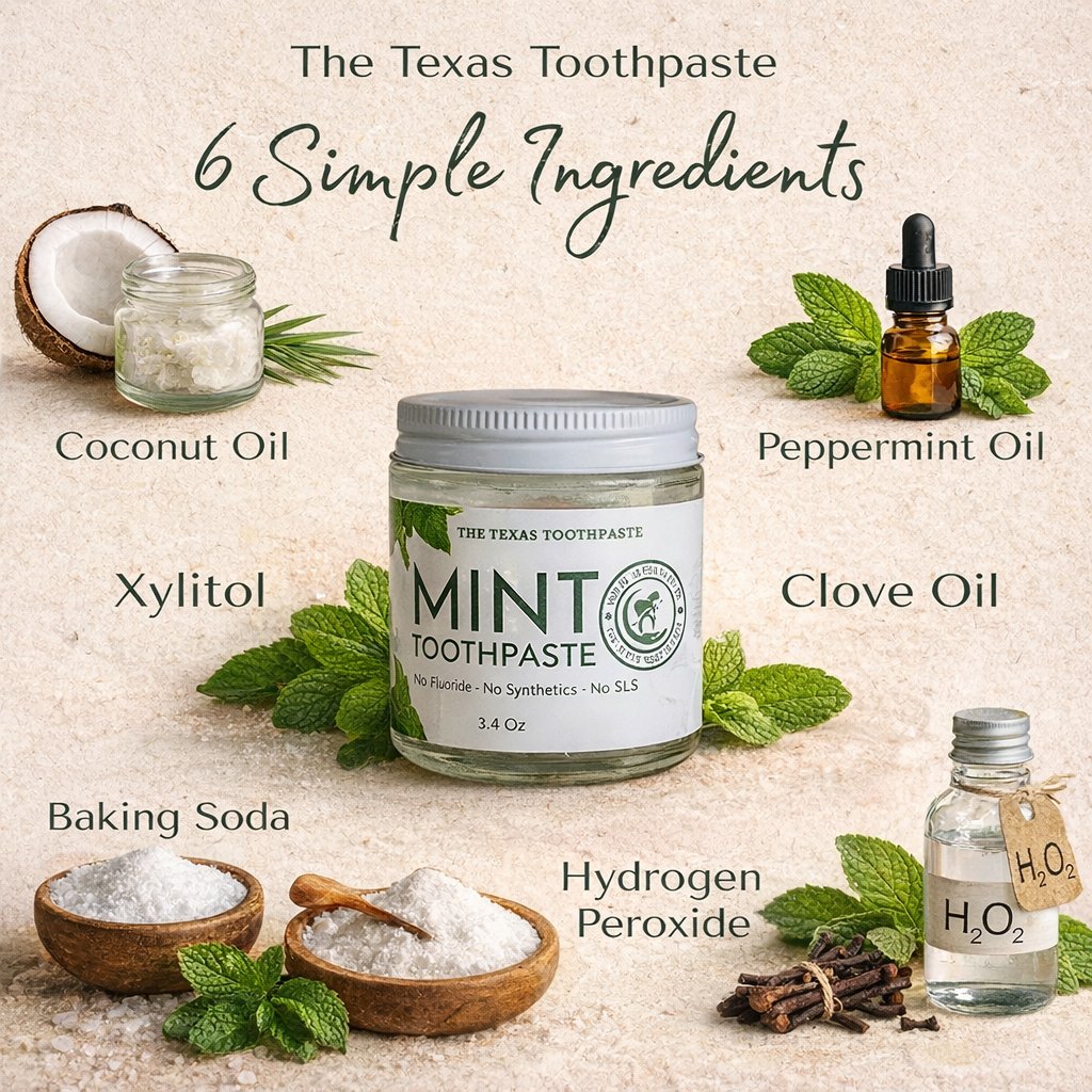 The Texas Toothpaste by Sheer Alternatives — Natural, Eco-Friendly Oral Care Made Right Here in Texas – 3.4 oz Jar (Veteran-owned)