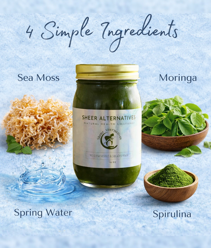 Sheer Alternatives Moringa Sea Moss Gel (16 oz) — Eco-Friendly, Nutrient-Dense Wellness