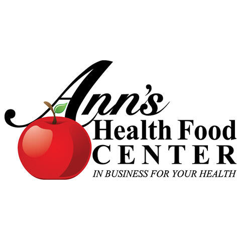 Logo of Ann's Health Food Center with a red apple on a white background