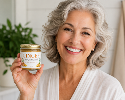happy customer with ginger toothpaste