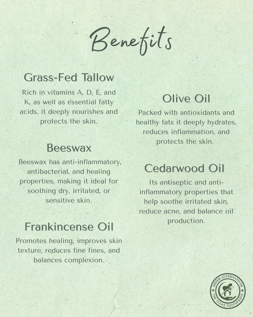 Sheer Alternatives Tallow Balm | Cedarwood Tallow Balm | Tallow