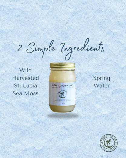 Sheer Alternatives Gold Sea Moss Gel in a glass jar